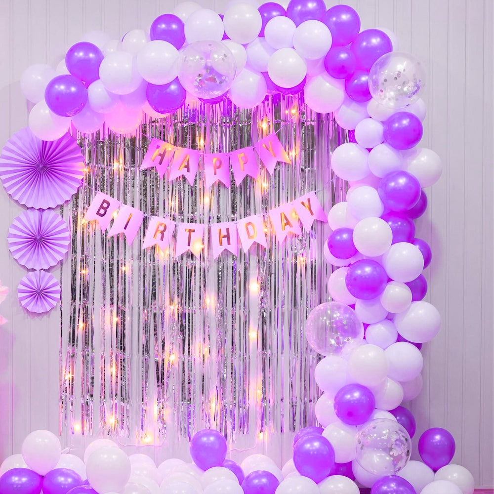 Dark Purple, Light Purple and White Birthday Decor