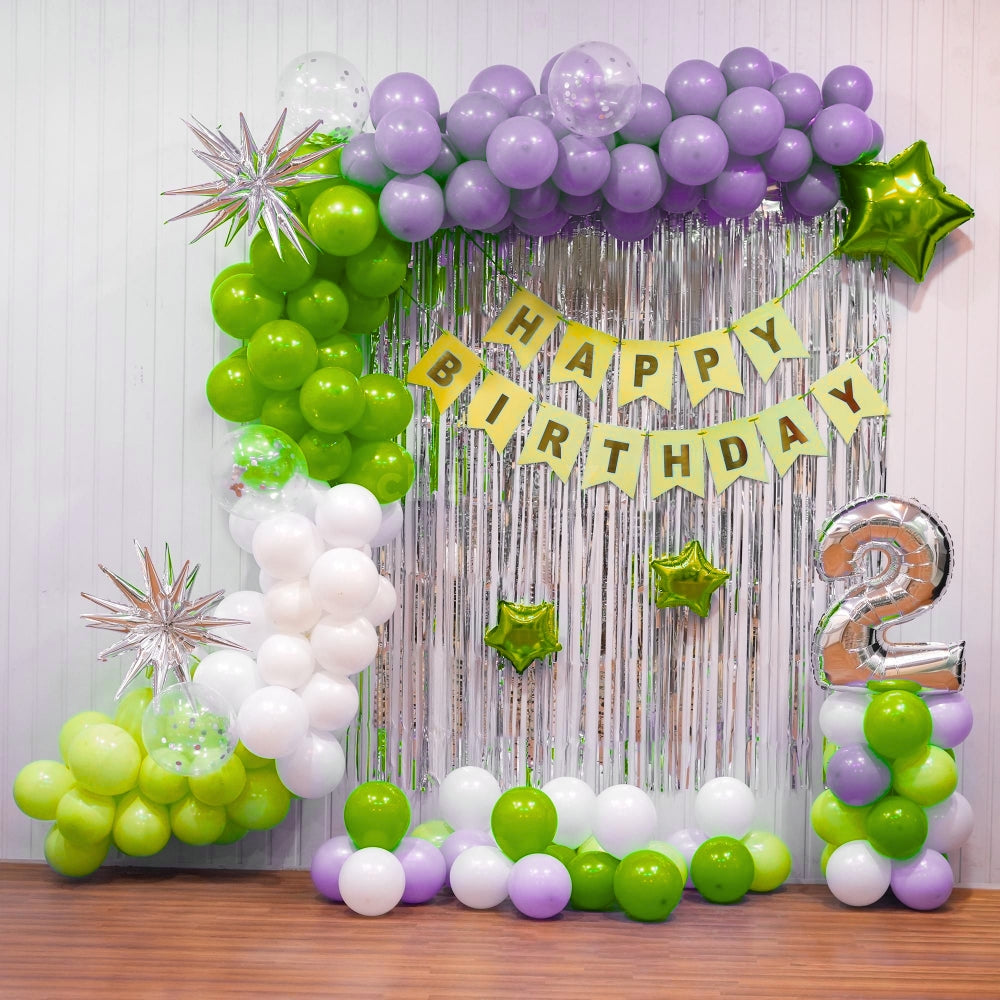 Green Purple Star Balloon Decoration