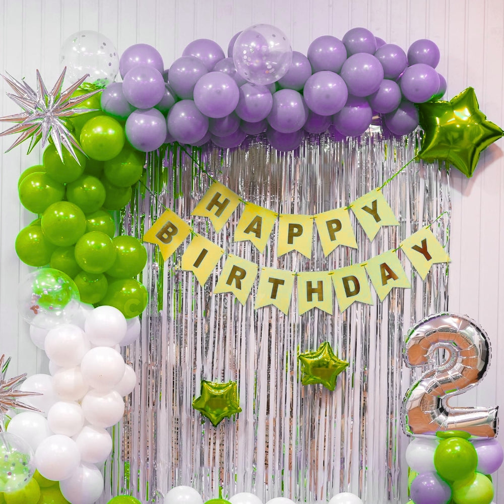 Green Purple Star Balloon Decoration