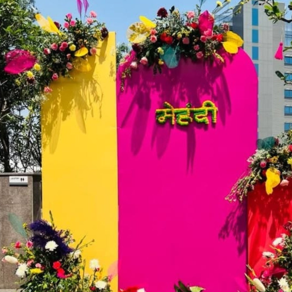 Mehndi Panel Decor Yellow and Pink