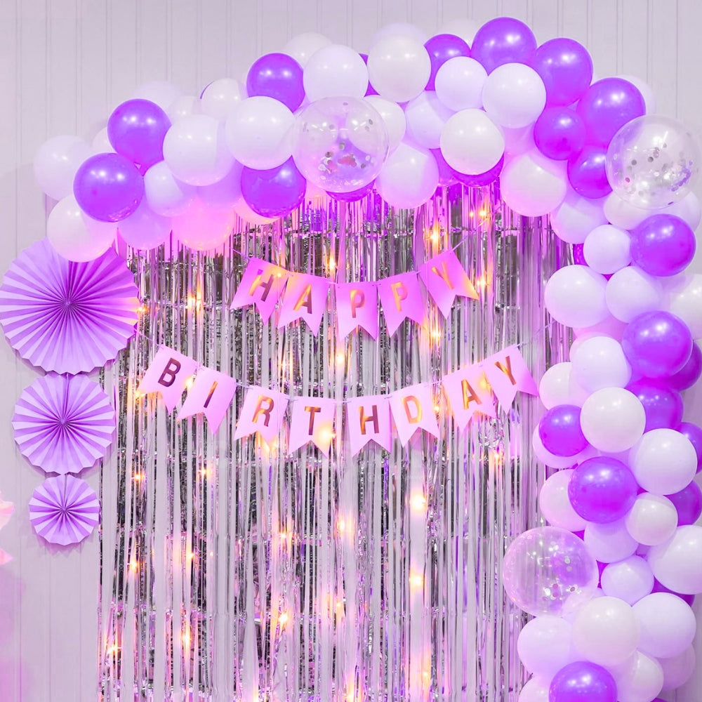 Dark Purple, Light Purple and White Birthday Decor