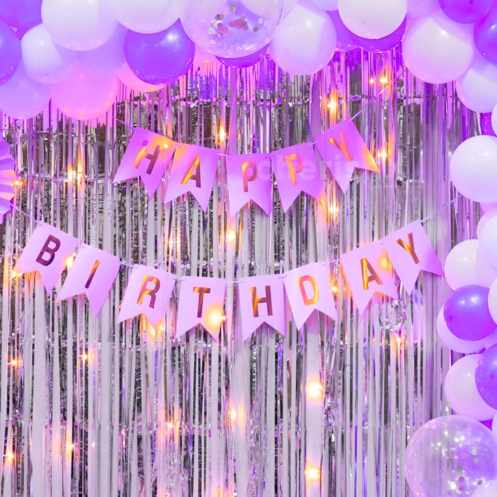 Dark Purple, Light Purple and White Birthday Decor