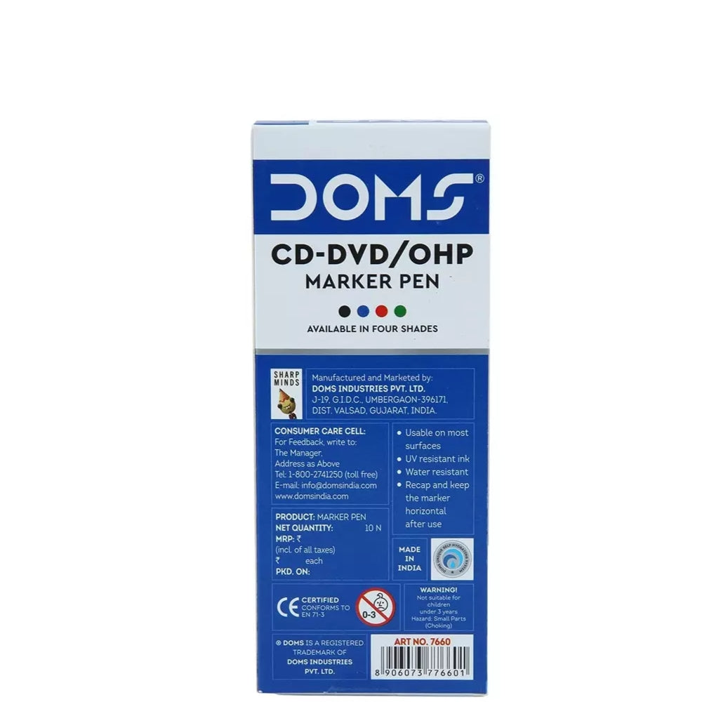 DOMS CD-DVD/OHP Marker Pen, Pack of 10