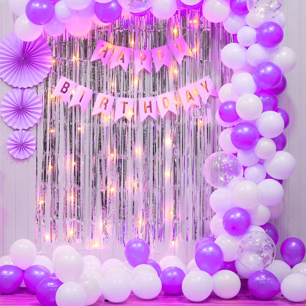 Dark Purple, Light Purple and White Birthday Decor