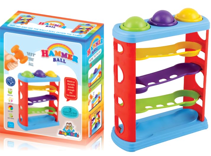 Ridhimani Hammer Knock Ball | Ramp Race Slope Rolling Hammer Toy Set with 3 Balls for Kids