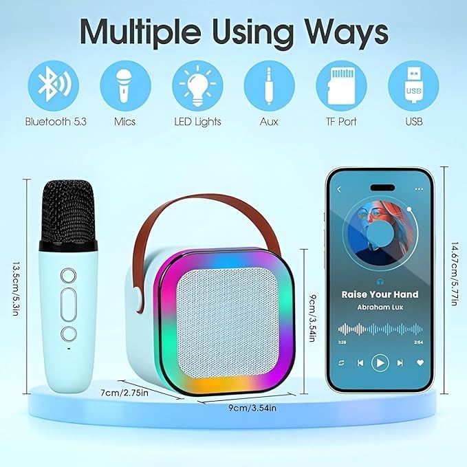 Ridhimani K12 Wireless Karaoke Bluetooth Mic with Speaker for Kids, RGB Lighting and Multi-Compatibility Modes