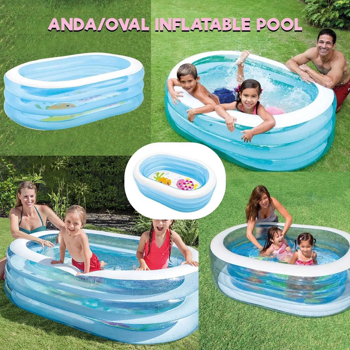 Intex 5.5 Feet Portable Inflatable Oval Shape Fun Air Water Swimming Pool For Kids