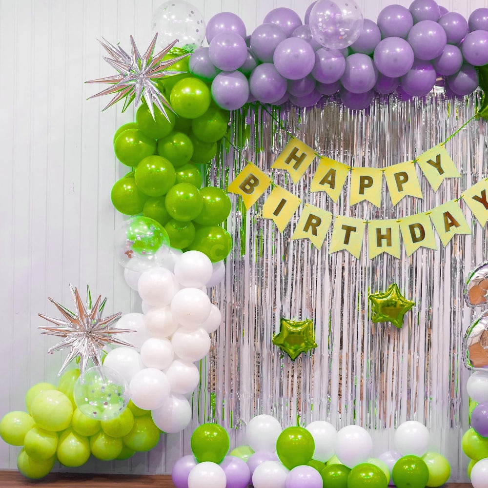 Green Purple Star Balloon Decoration