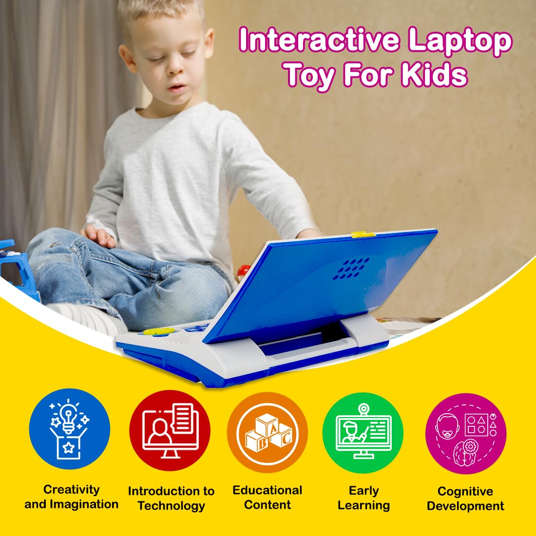 Ridhimani Educational Learning Laptop Computer Toy with Mouse, 20 Fun Activities, Learn Letters, Words, Games, Mathematics, Music, Logic, Memory Tool