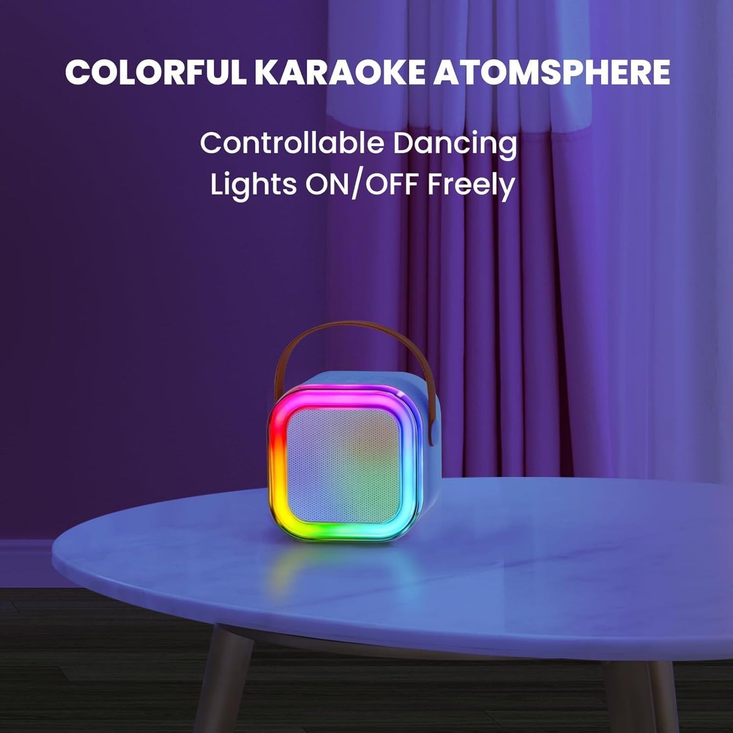 Ridhimani K12 Wireless Karaoke Bluetooth Mic with Speaker for Kids, RGB Lighting and Multi-Compatibility Modes