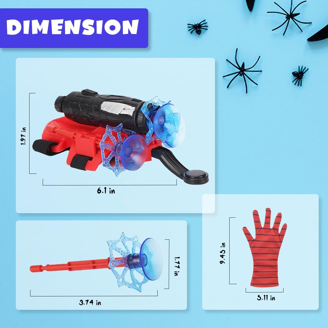 Ridhimani Spiderman Web Shooter Launcher Wrist Gloves Toy, Boys Superhero Spider Magic Gloves Role-Play Toy Cosplay