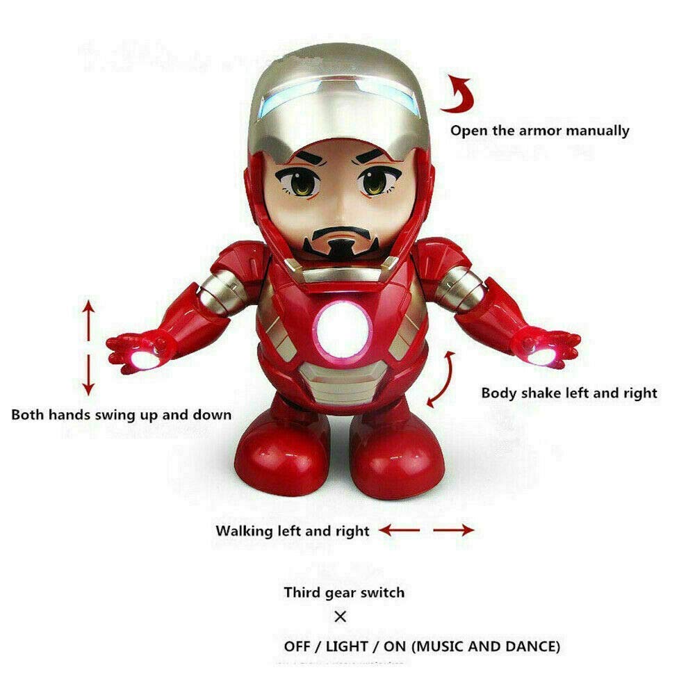 Ridhimani 360 Degree Rotating Dancing Iron Man | Dance Hero Robot | Iron Man Action Figure Musical Toy for Boys Kids