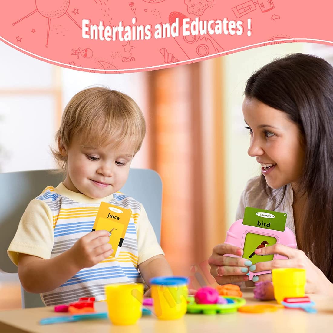 Ridhimani Flash Cards for Kids Talking English Words Flash Cards Preschool Electronic Reading Early Talking Flashcards Toy for Kids