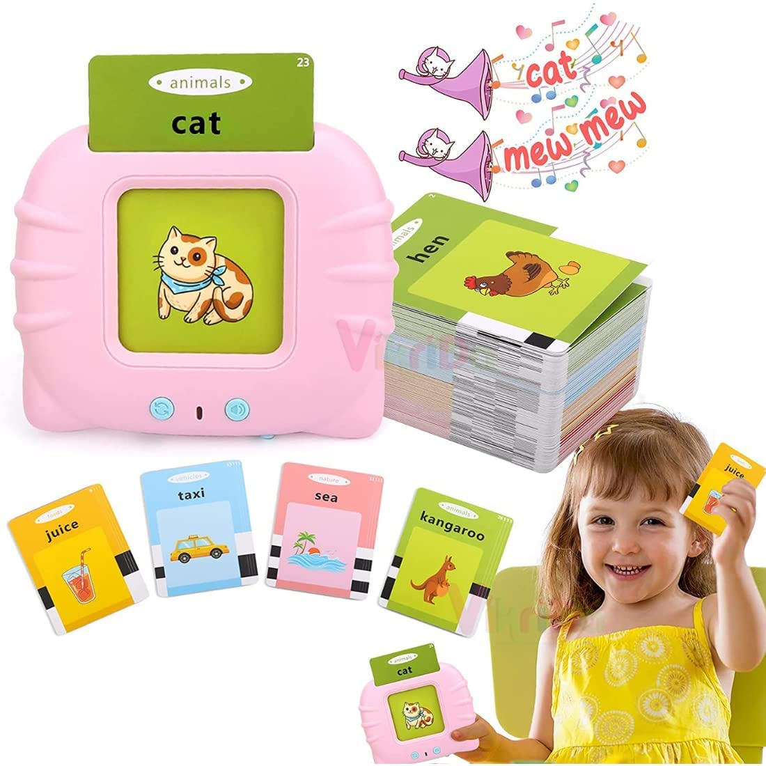 Ridhimani Flash Cards for Kids Talking English Words Flash Cards Preschool Electronic Reading Early Talking Flashcards Toy for Kids