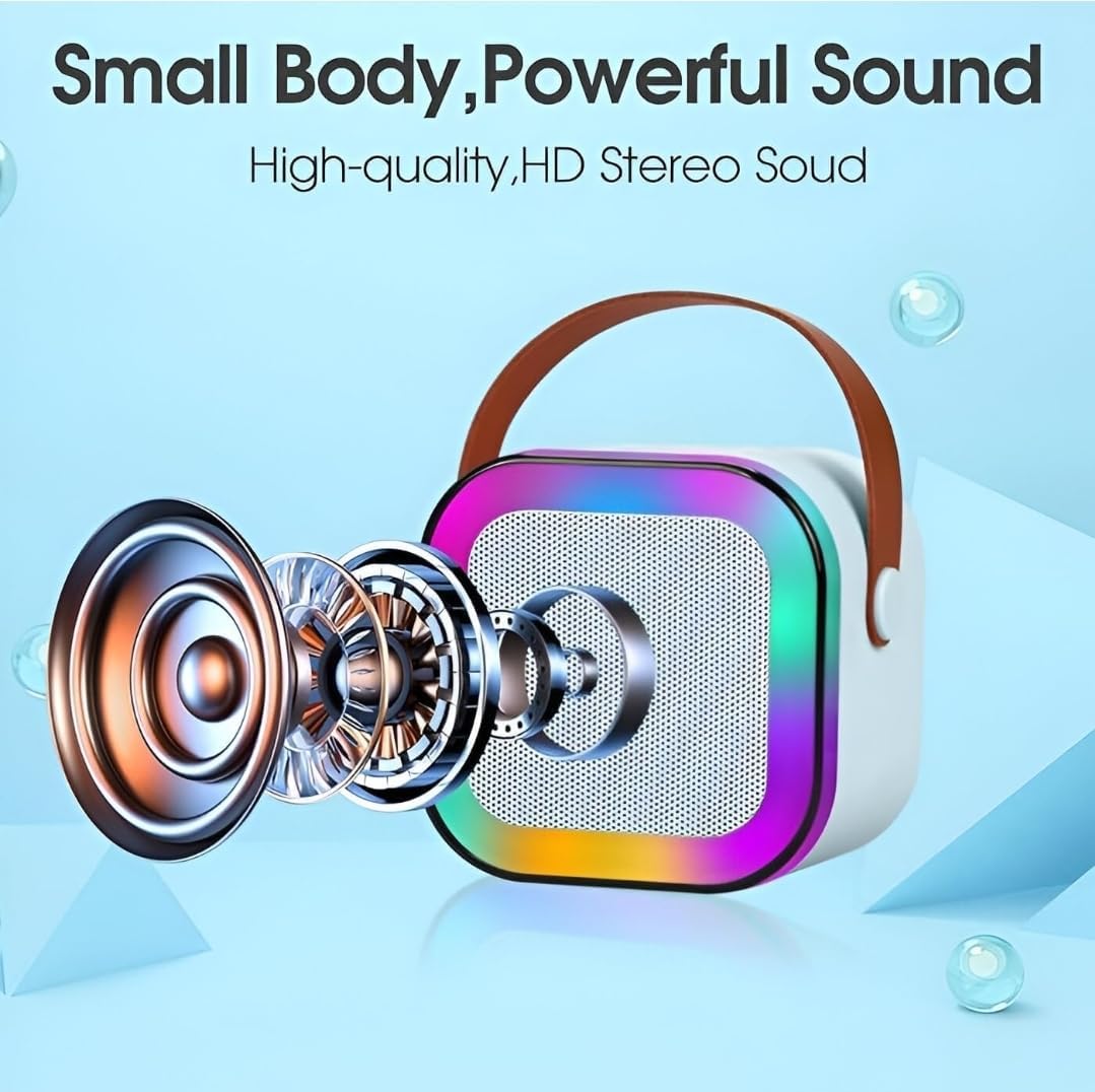 Ridhimani K12 Wireless Karaoke Bluetooth Mic with Speaker for Kids, RGB Lighting and Multi-Compatibility Modes