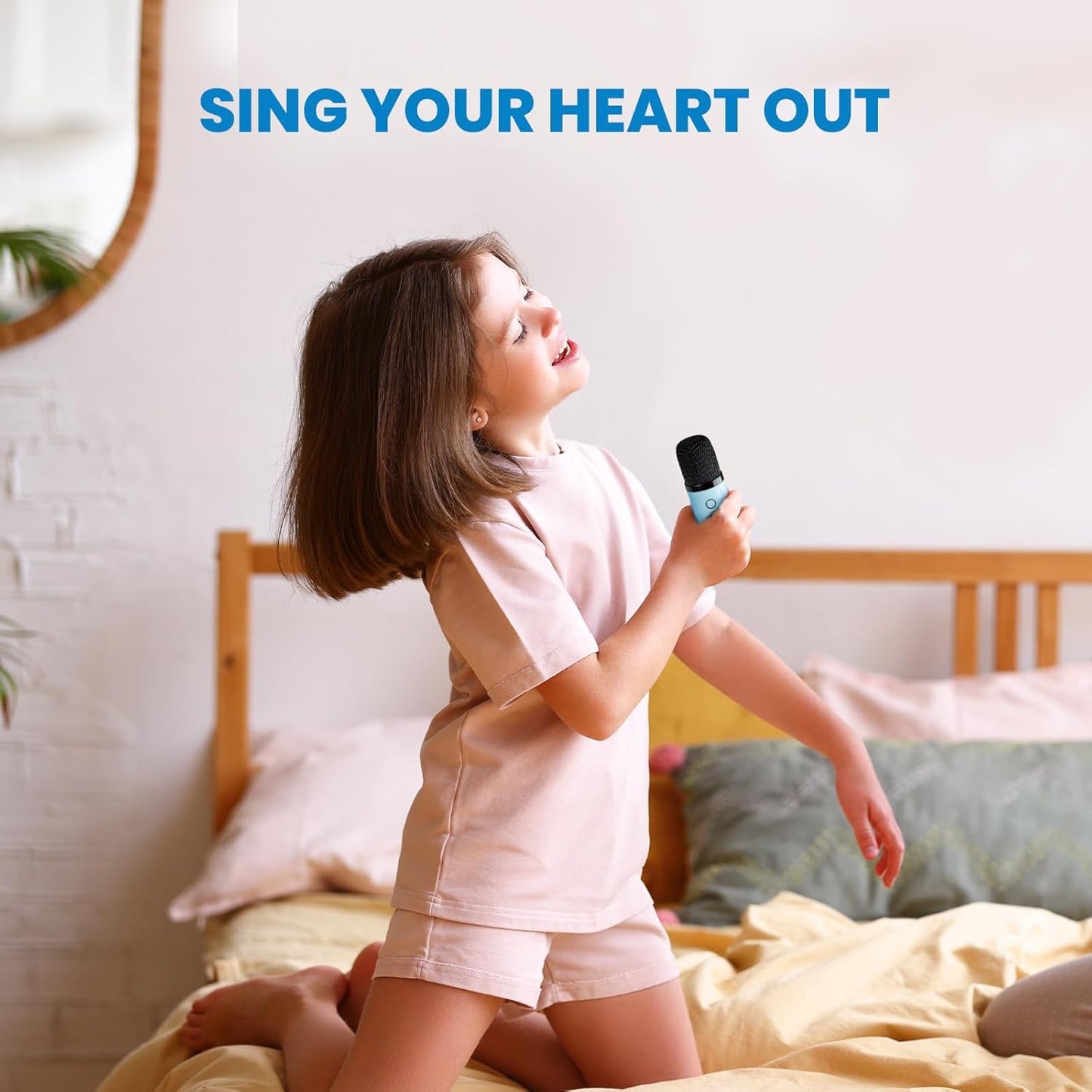 Ridhimani K12 Wireless Karaoke Bluetooth Mic with Speaker for Kids, RGB Lighting and Multi-Compatibility Modes
