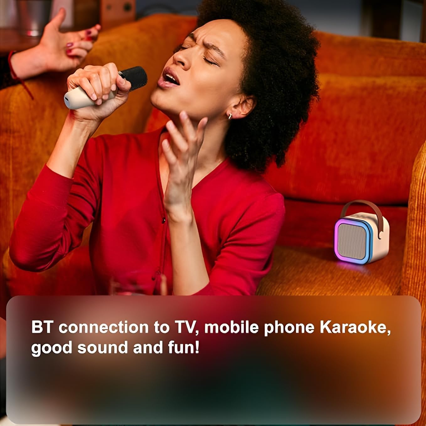 Ridhimani K12 Wireless Karaoke Bluetooth Mic with Speaker for Kids, RGB Lighting and Multi-Compatibility Modes