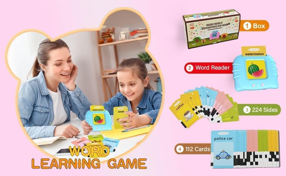 Ridhimani Flash Cards for Kids Talking English Words Flash Cards Preschool Electronic Reading Early Talking Flashcards Toy for Kids