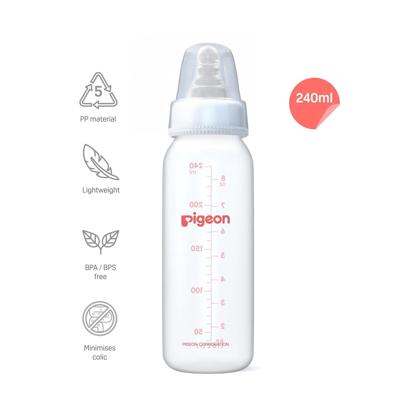 Pigeon Narrow Neck Glass Feeding Bottle Flexible PP Bottle
