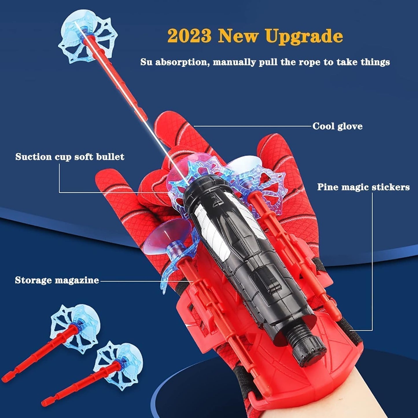 Ridhimani Spiderman Web Shooter Launcher Wrist Gloves Toy, Boys Superhero Spider Magic Gloves Role-Play Toy Cosplay