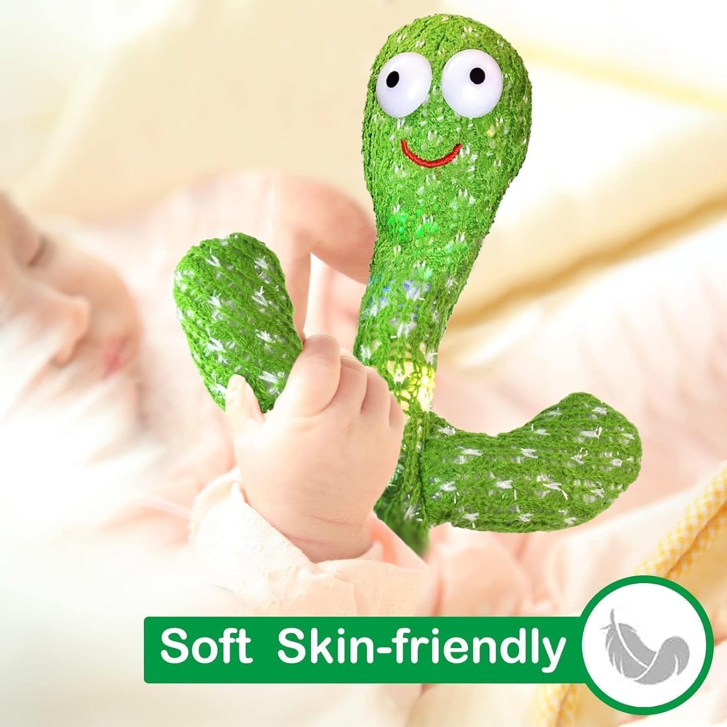 Ridhimani Dancing & Singing Cactus Plush Toy with USB Charging, Interactive Funny Cactus (Green)