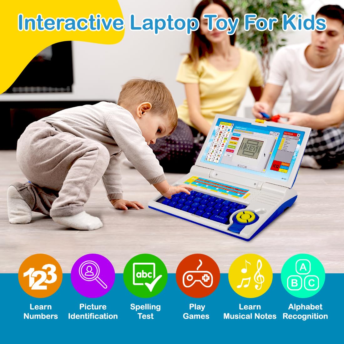 Ridhimani Educational Learning Laptop Computer Toy with Mouse, 20 Fun Activities, Learn Letters, Words, Games, Mathematics, Music, Logic, Memory Tool