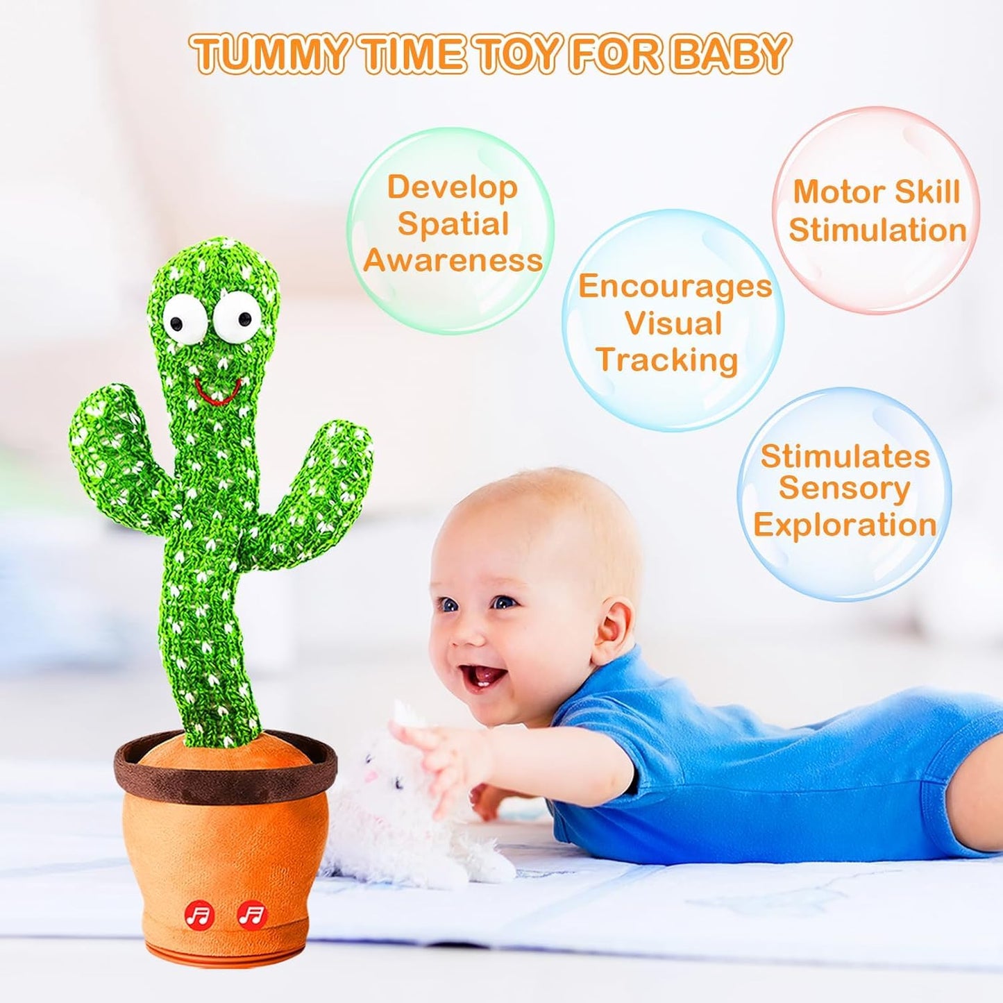 Ridhimani Dancing & Singing Cactus Plush Toy with USB Charging, Interactive Funny Cactus (Green)