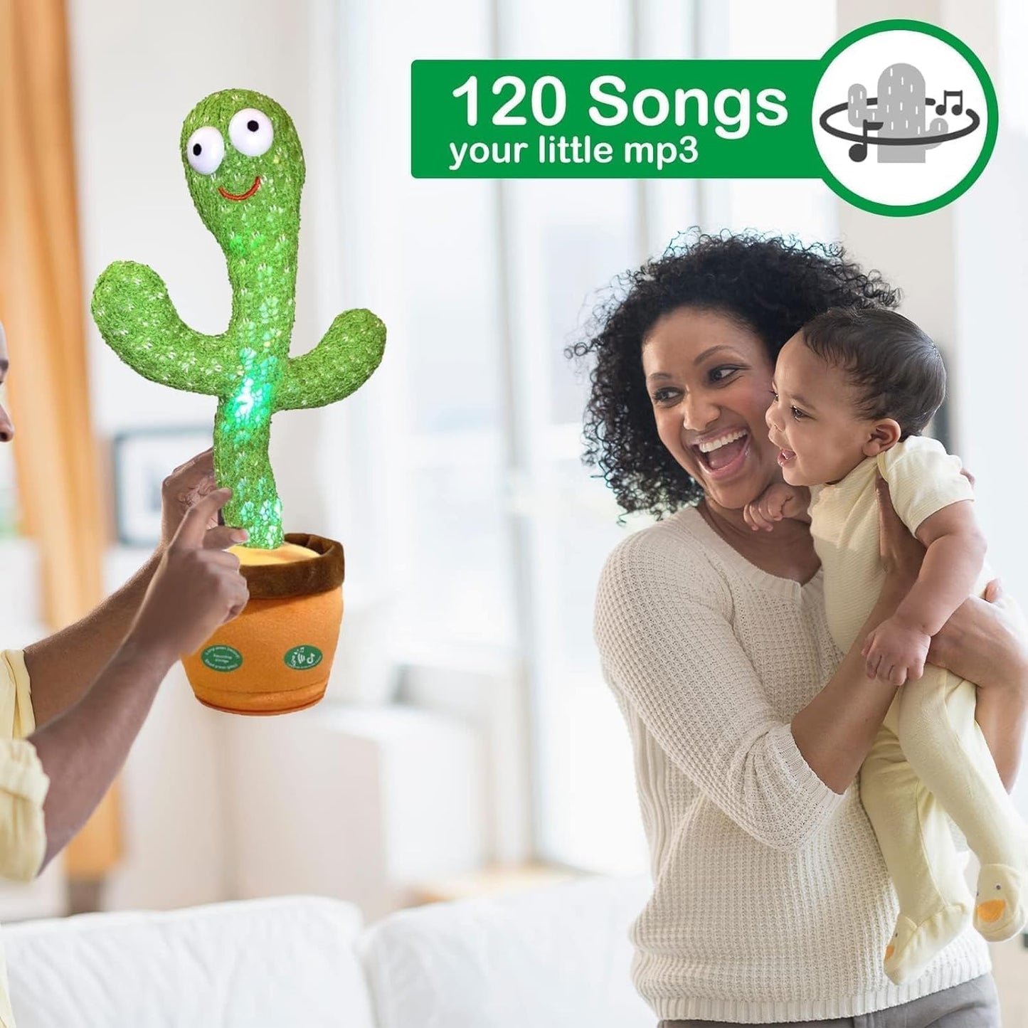 Ridhimani Dancing & Singing Cactus Plush Toy with USB Charging, Interactive Funny Cactus (Green)