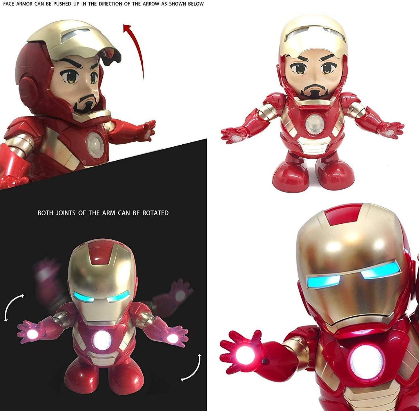 Ridhimani 360 Degree Rotating Dancing Iron Man | Dance Hero Robot | Iron Man Action Figure Musical Toy for Boys Kids