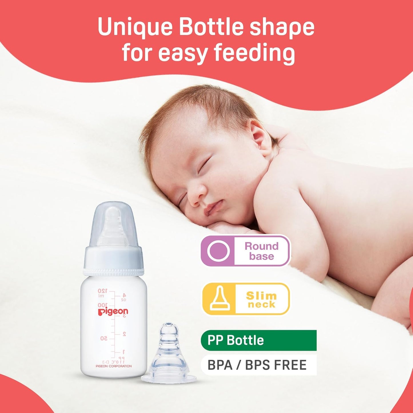 Pigeon Narrow Neck Glass Feeding Bottle Flexible PP Bottle