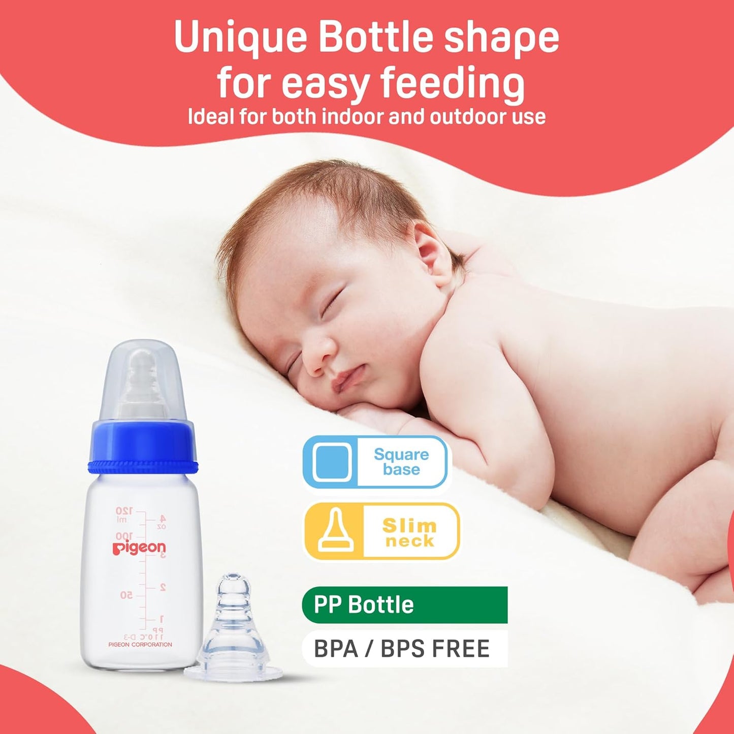 Pigeon Narrow Neck Glass Feeding Bottle Flexible PP Bottle