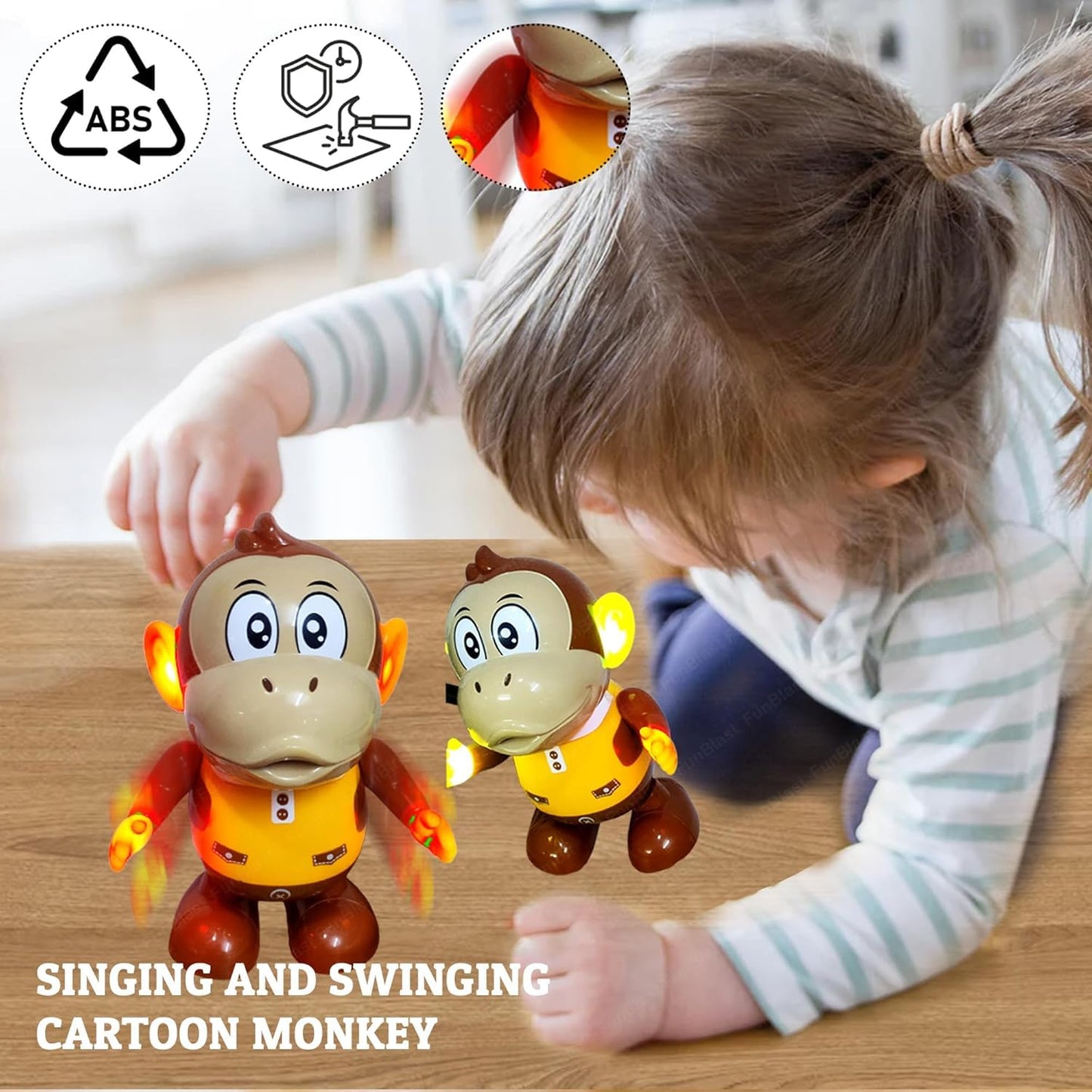 Ridhimani Dancing Swinging Monkey Musical Toy with Light & Melodious Music, Kids