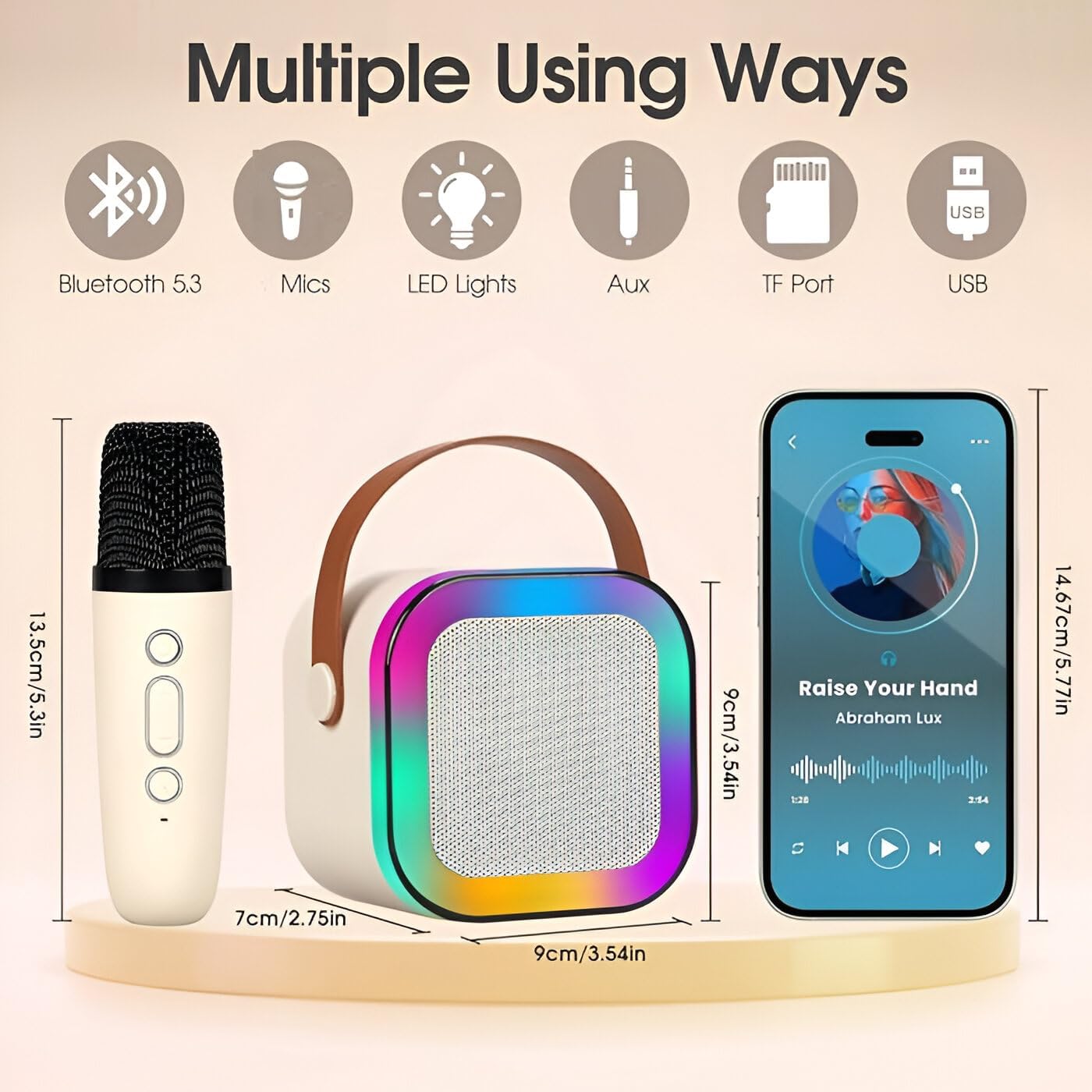 Ridhimani K12 Wireless Karaoke Bluetooth Mic with Speaker for Kids, RGB Lighting and Multi-Compatibility Modes