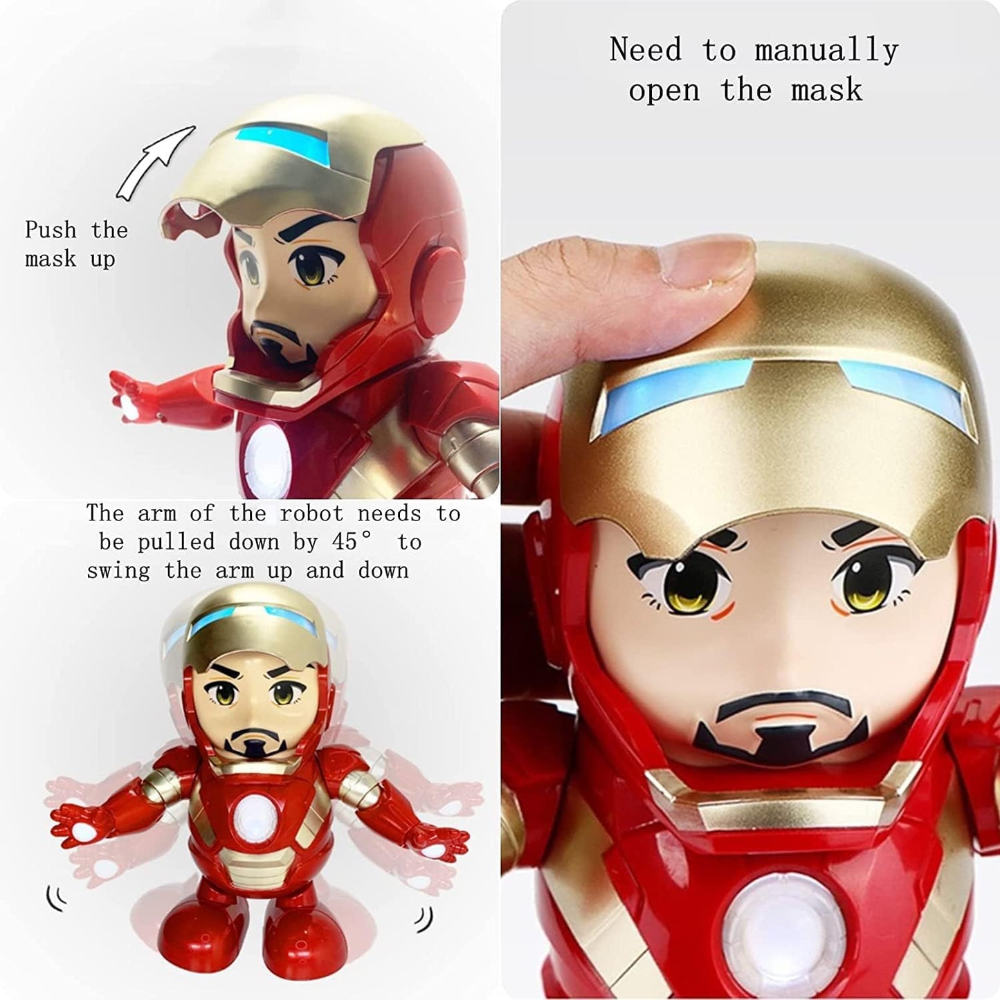 Ridhimani 360 Degree Rotating Dancing Iron Man | Dance Hero Robot | Iron Man Action Figure Musical Toy for Boys Kids