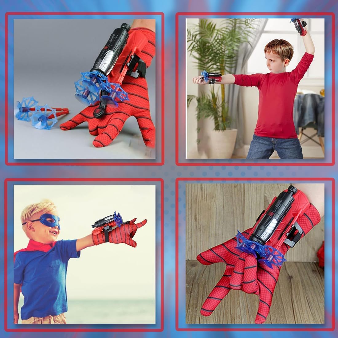 Ridhimani Spiderman Web Shooter Launcher Wrist Gloves Toy, Boys Superhero Spider Magic Gloves Role-Play Toy Cosplay