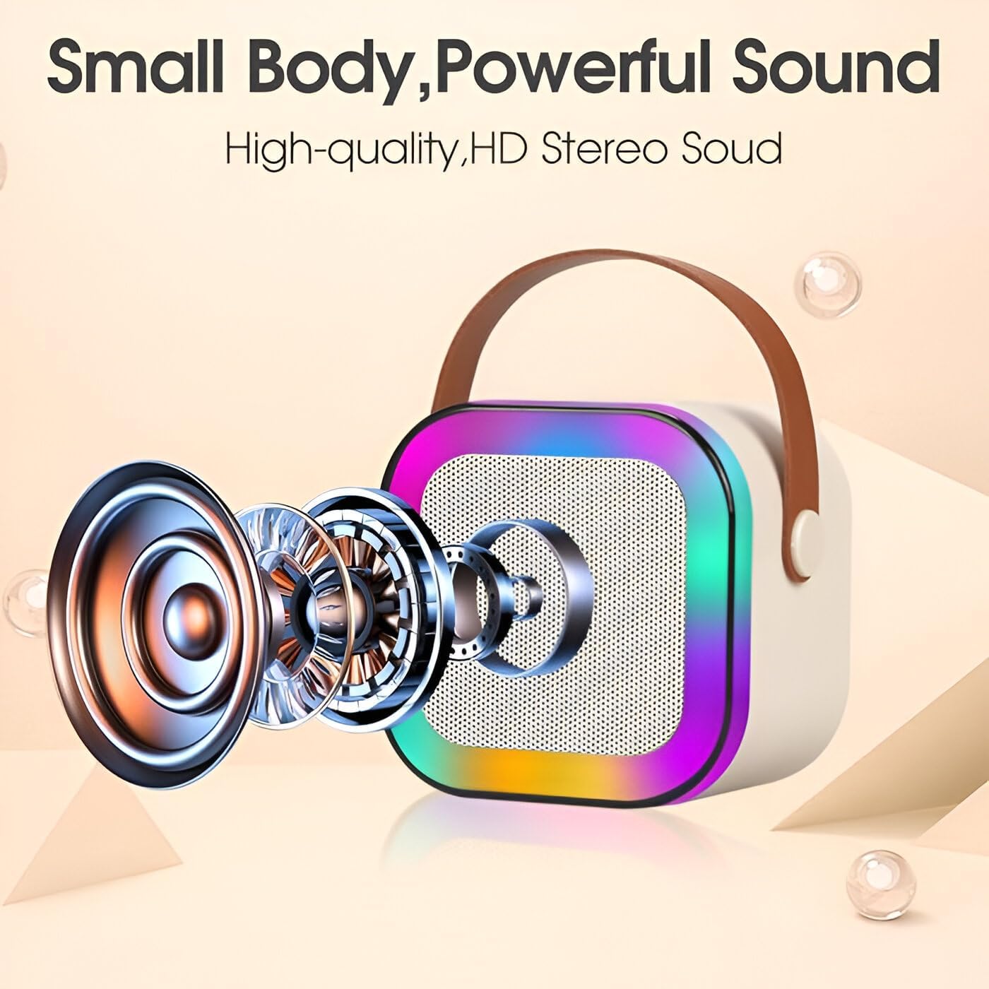 Ridhimani K12 Wireless Karaoke Bluetooth Mic with Speaker for Kids, RGB Lighting and Multi-Compatibility Modes