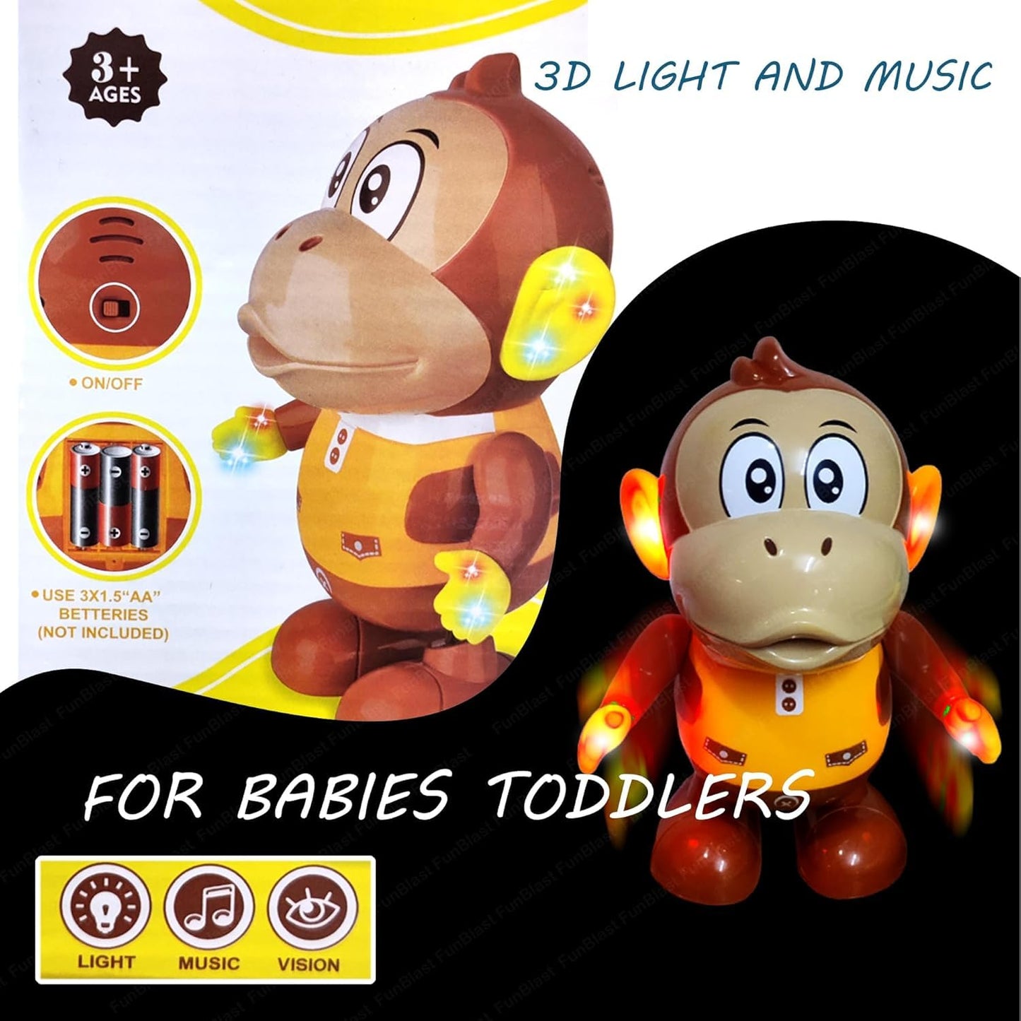 Ridhimani Dancing Swinging Monkey Musical Toy with Light & Melodious Music, Kids