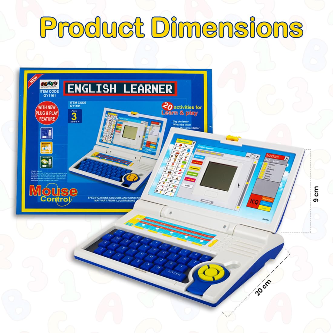 Ridhimani Educational Learning Laptop Computer Toy with Mouse, 20 Fun Activities, Learn Letters, Words, Games, Mathematics, Music, Logic, Memory Tool