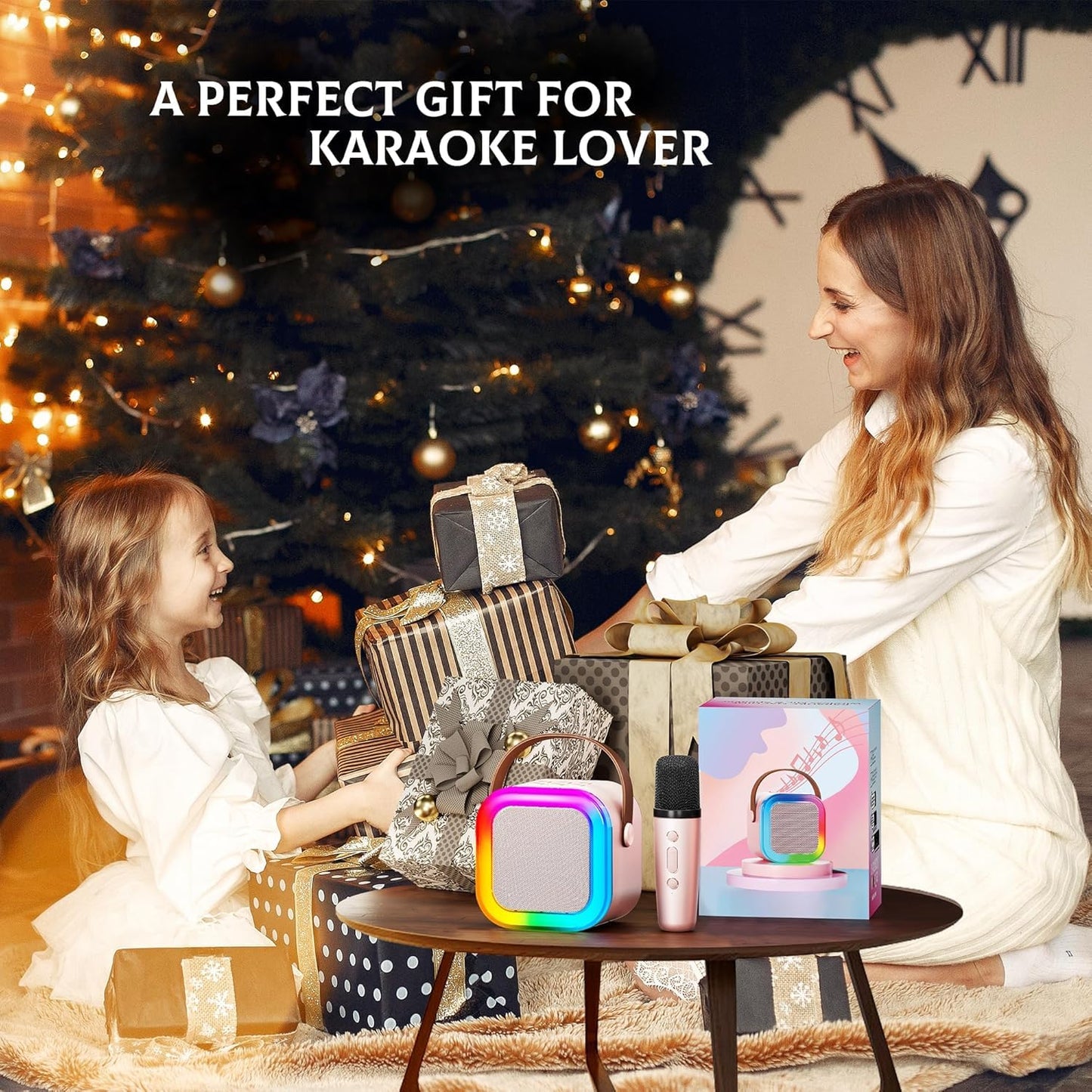 Ridhimani K12 Wireless Karaoke Bluetooth Mic with Speaker for Kids, RGB Lighting and Multi-Compatibility Modes