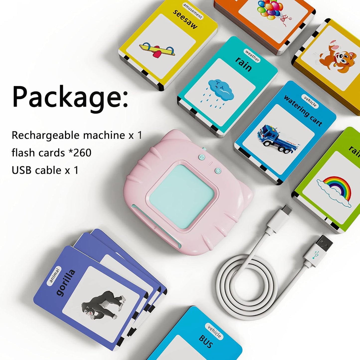 Ridhimani Flash Cards for Kids Talking English Words Flash Cards Preschool Electronic Reading Early Talking Flashcards Toy for Kids
