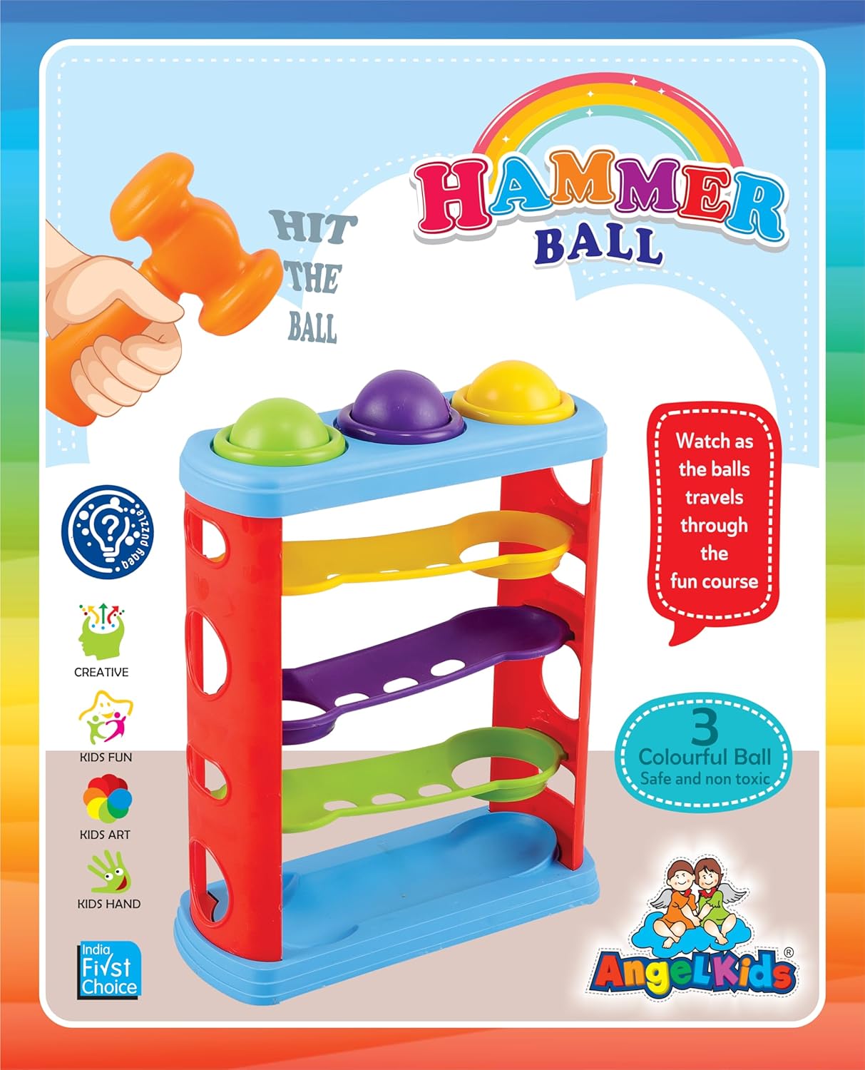 Ridhimani Hammer Knock Ball | Ramp Race Slope Rolling Hammer Toy Set with 3 Balls for Kids