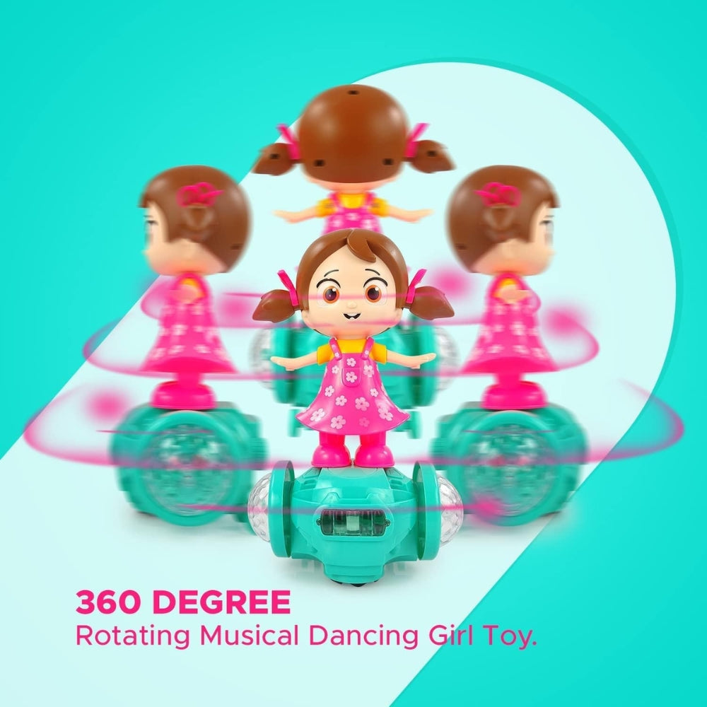 Ridhimani 360 Degree Rotating Musical Dancing Fashion Girl for Kids with 5D Light & Musical Sound & Go for Kids Early Learning Educational Toys for Kids