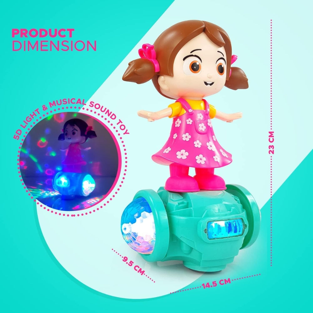 Ridhimani 360 Degree Rotating Musical Dancing Fashion Girl for Kids with 5D Light & Musical Sound & Go for Kids Early Learning Educational Toys for Kids