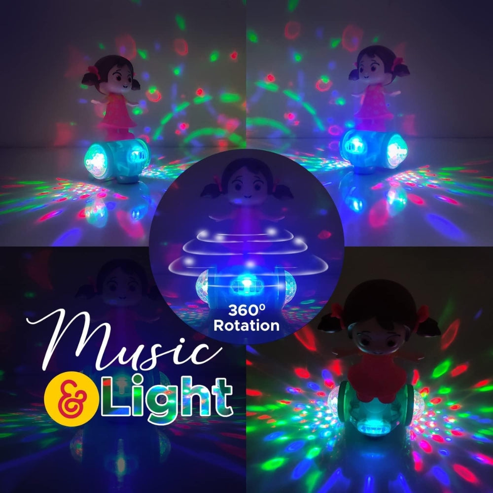 Ridhimani 360 Degree Rotating Musical Dancing Fashion Girl for Kids with 5D Light & Musical Sound & Go for Kids Early Learning Educational Toys for Kids