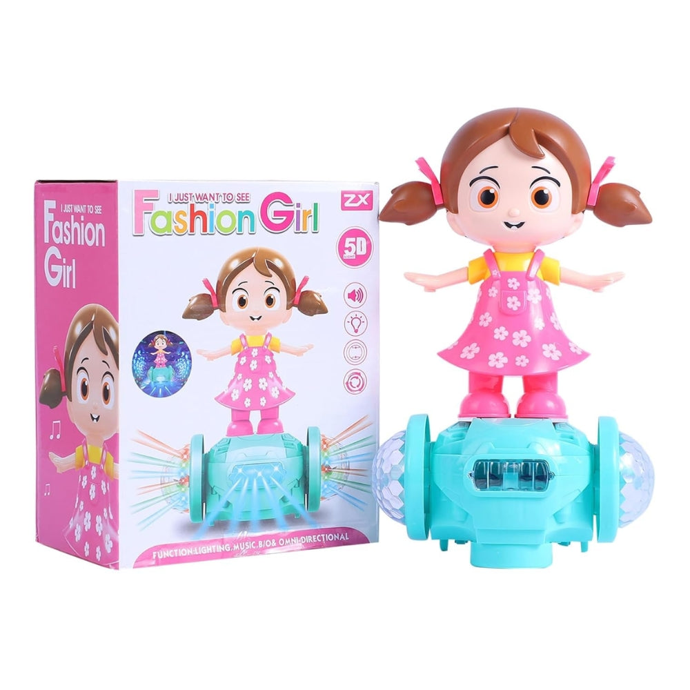 Ridhimani 360 Degree Rotating Musical Dancing Fashion Girl for Kids with 5D Light & Musical Sound & Go for Kids Early Learning Educational Toys for Kids
