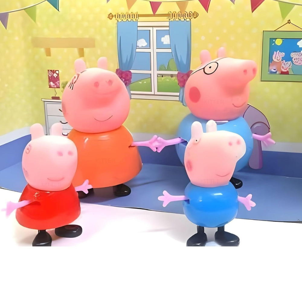 Ridhimani Peppa Pig Family Playset 4-Pc Pretend Play Toy with Peppa, George, Mommy & Daddy