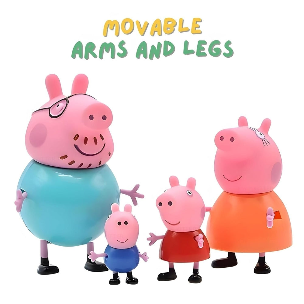 Ridhimani Peppa Pig Family Playset 4-Pc Pretend Play Toy with Peppa, George, Mommy & Daddy