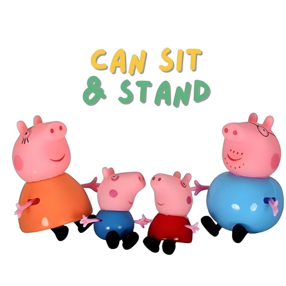 Ridhimani Peppa Pig Family Playset 4-Pc Pretend Play Toy with Peppa, George, Mommy & Daddy