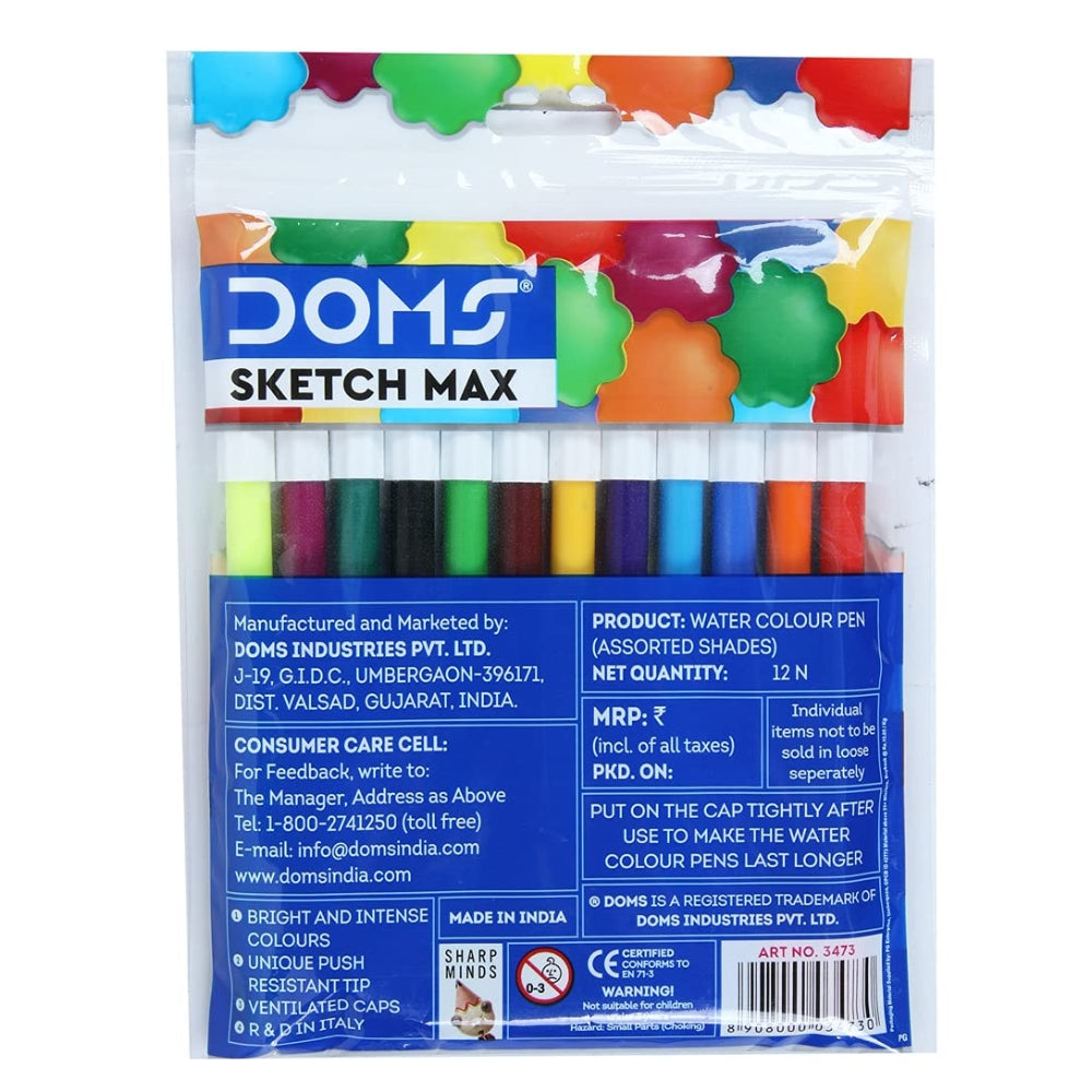 DOMS Sketch Max Water Colour Pen 12 Shades