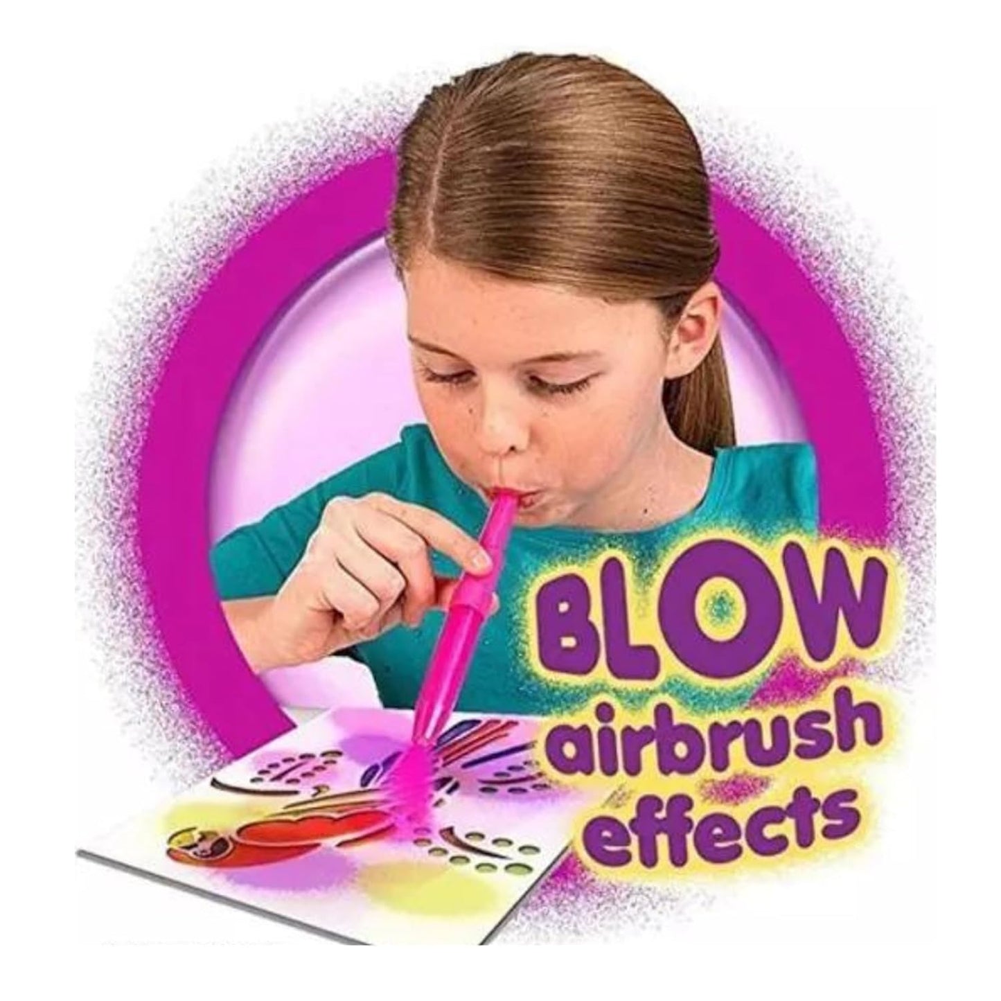 6 Pcs Magical Coloring Spray Blow Pens for Kids Children, Spray Blow Marker Sketch Pen